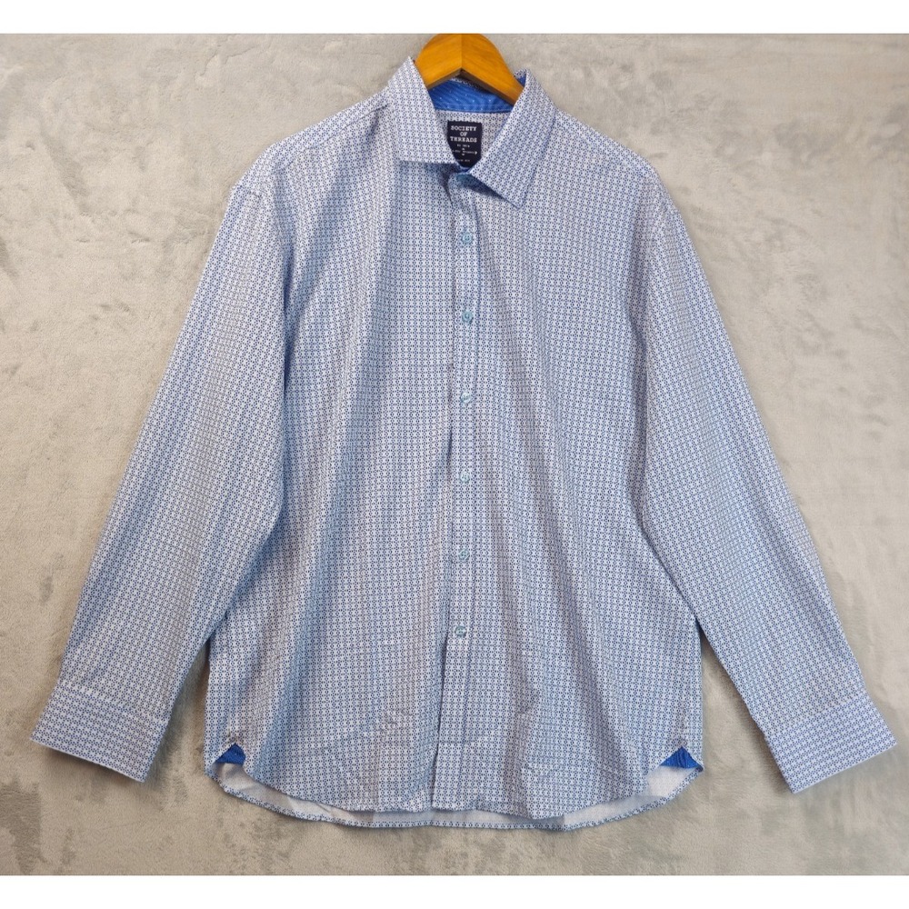 Society of Threads Men's Slim Fit Geometric Performance Shirt 4 Way Stretch XL